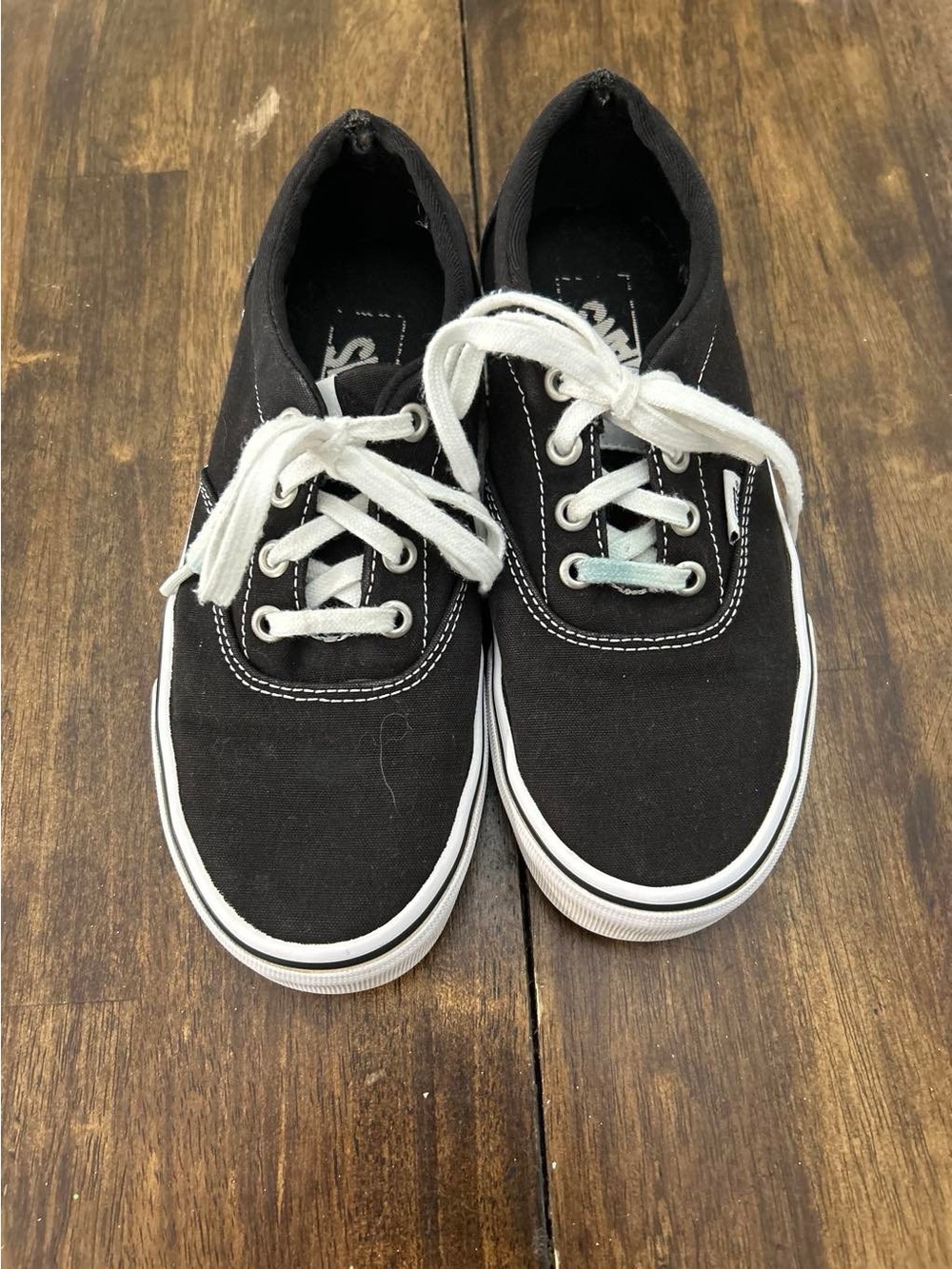 Vans Black Canvas Low Top Sneakers with White Laces